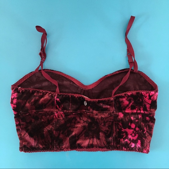 3/$30 Burgundy Floral Velvet Bustier - Picture 3 of 6